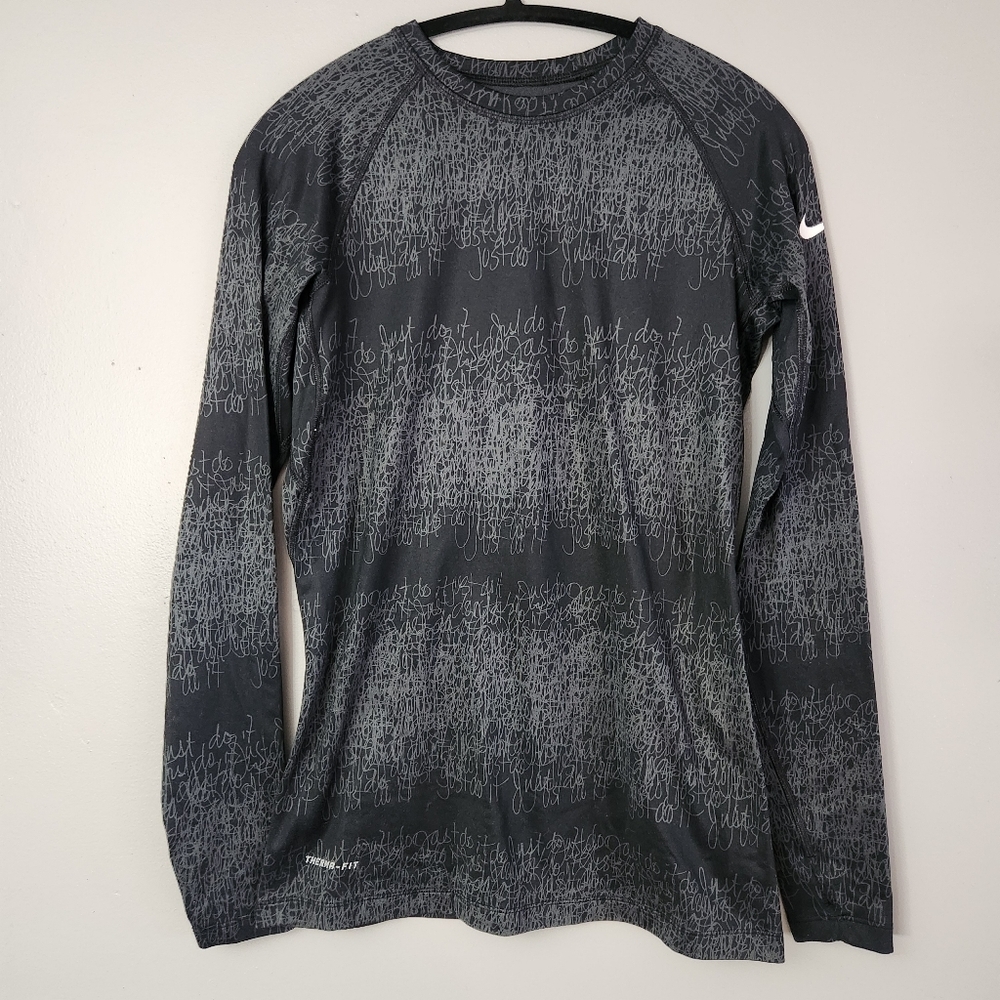 Nike Therma-Fit Just Do It Scribble Print Long Sleeve Active Top womens Medium